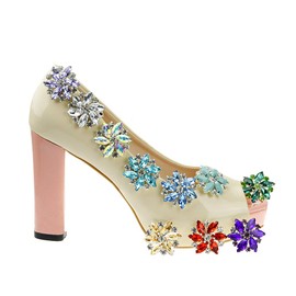 MLAVXCC 1 Pair Women's Crystal Rhinestone Flower Shoe Clips Fashion Wedding Party Shoes Buckles Decoration (Golden Yellow)