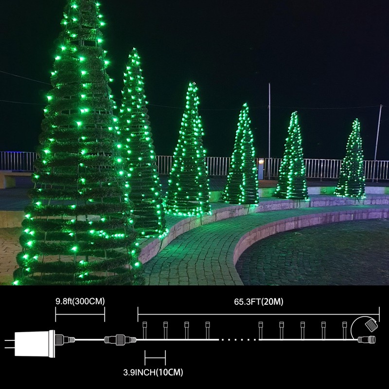 LAMPHOME 66ft St Patrick's Day Decorations String Lights,200 LED Green