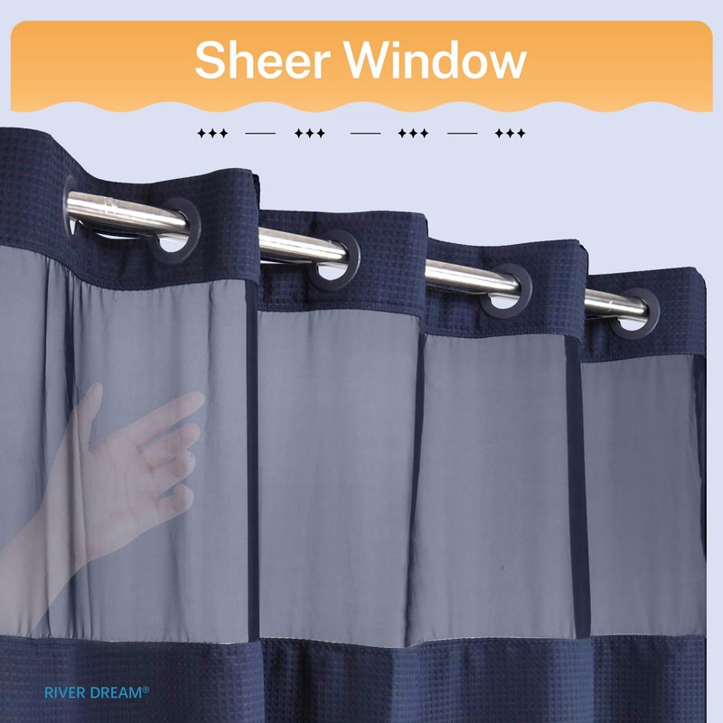 River Dream Heavyweight No Hooks Required Dotted Waffle Weave Shower