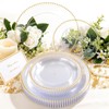 Rubtlamp 60Pcs Clear Gold Plastic Plates, Clear Disposable Plates With