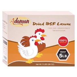 Adaman Adaman Dried Black Soldier Fly Larvae 5 LBS-100% Natural BSF Larvae-More Calcium Than Dried Mealworms High-Protein Chickens Treats, Food for Birds, Ducks, Layer Hens