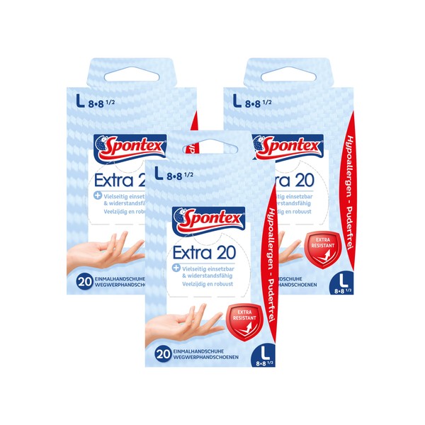 Spontex Extra Disposable Vinyl Gloves, Durable, Particularly Skin-friendly and Powder-Free,