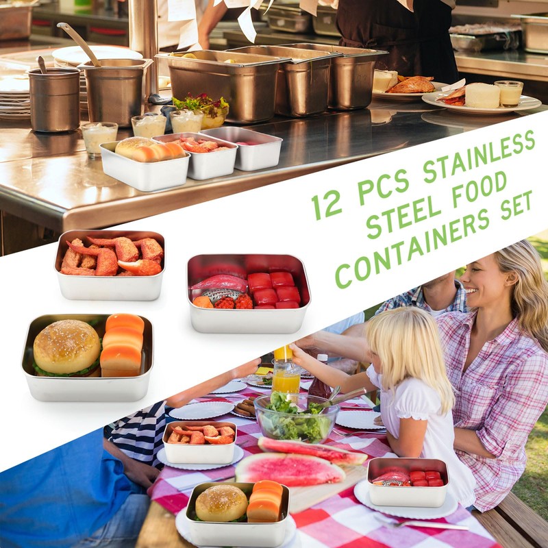 Blushtier 12 Pcs Stainless Steel Food Storage Containers with Lids,