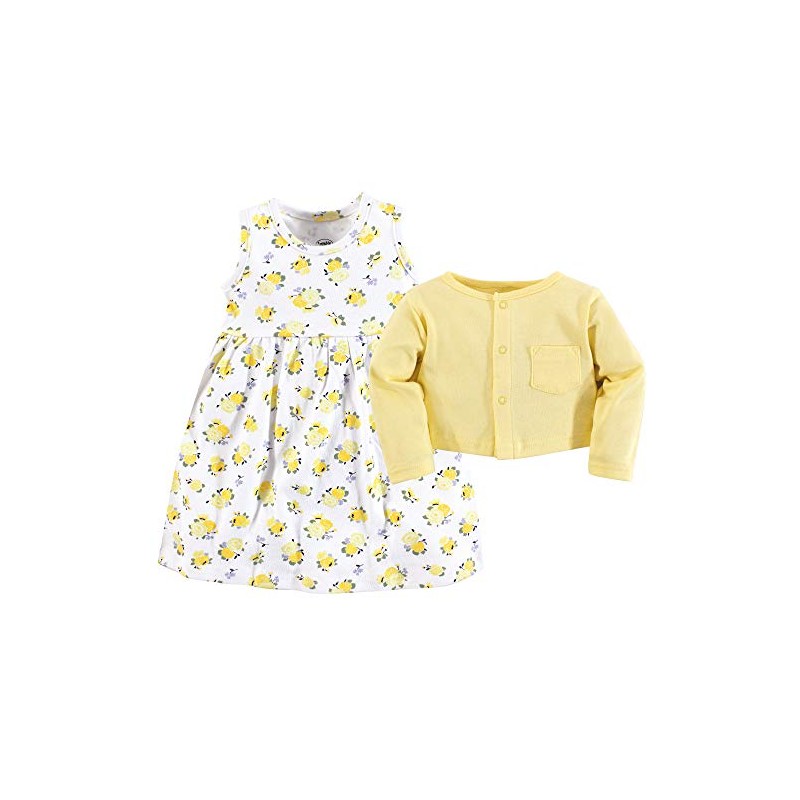 Luvable Friends - Vestido y cárdigan para niñas, Amarillo Floral,