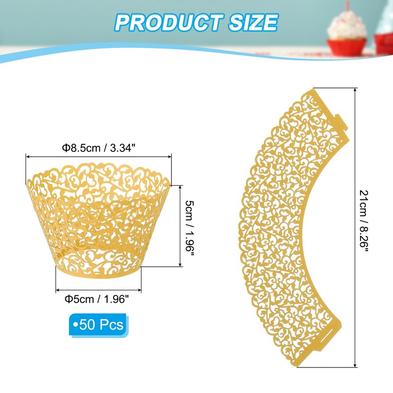 PATIKIL Cupcake Wrappers Paper, Pack of 50 Baking Cups, Standard