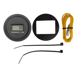 Tach Hour Meter LCD Display Round High Accuracy RPM Hour Gauge for Motorcycle ATV Outboard Generator Lawn Mower