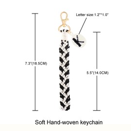 OKAICEN Soft Initial Letter Macrame Keychain Boho Handmade Wristlet Lanyard Bracelet Keyring For Women Man ('K')