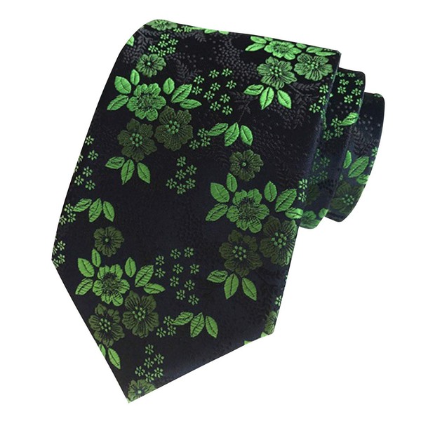 WHITE FANG NC018 Men's Necktie, Floral Pattern, Solid Suit, Business,