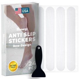 Homergy Anti Slip Shower Stickers 24 PCS, White Non-Slip Shower Strips for Adults, Premium Adhesive Bath Tub Stickers