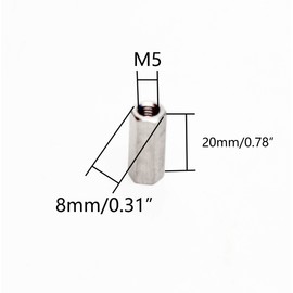 Smartsails 5PCS M5 X 0.8-Pitch 20mm Length 304 Stainless Steel Metric Hex Coupling Nut