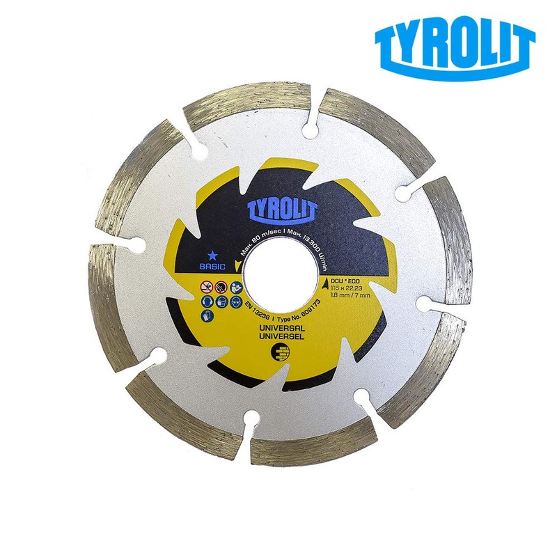 TYROLIT 115mm Dry Cutting Diamond Blade, Segmented Stone and Tile