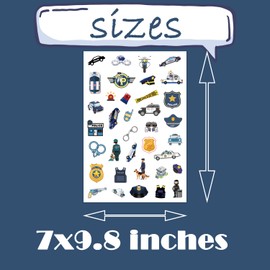 CupaPlay 800+PCS Police Car Paper Stickers - Police Car Theme Party Supplies Decorations Birthday Baby Shower Party Favors Jar Containers Letter DIY Sticker Labels Decals(24 Sheets)