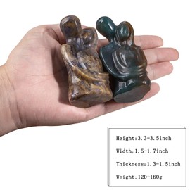 TUMBEELLUWA Carved Hugging Couple Statue Crystal Lover Figurine Abstract Love Sculptures for Home Decor, Romantic Anniversary Wedding Gifts for Couples, Indian Agate