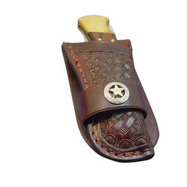 Custom Hand Tooled Leather Knife Sheath for Buck 110 Tooled and Dyed Dark Brown