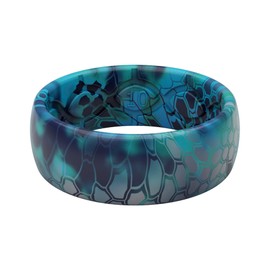 Groove Life Kryptek Pontus Camo Silicone Ring Breathable Rubber Wedding Rings for Men, Lifetime Coverage, Unique Design, Comfort Fit Ring - Size 9