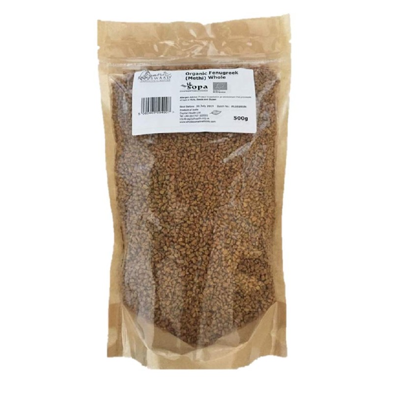 Organic Fenugreek (Methi) Seeds Whole 500g. Certified to EU Organic