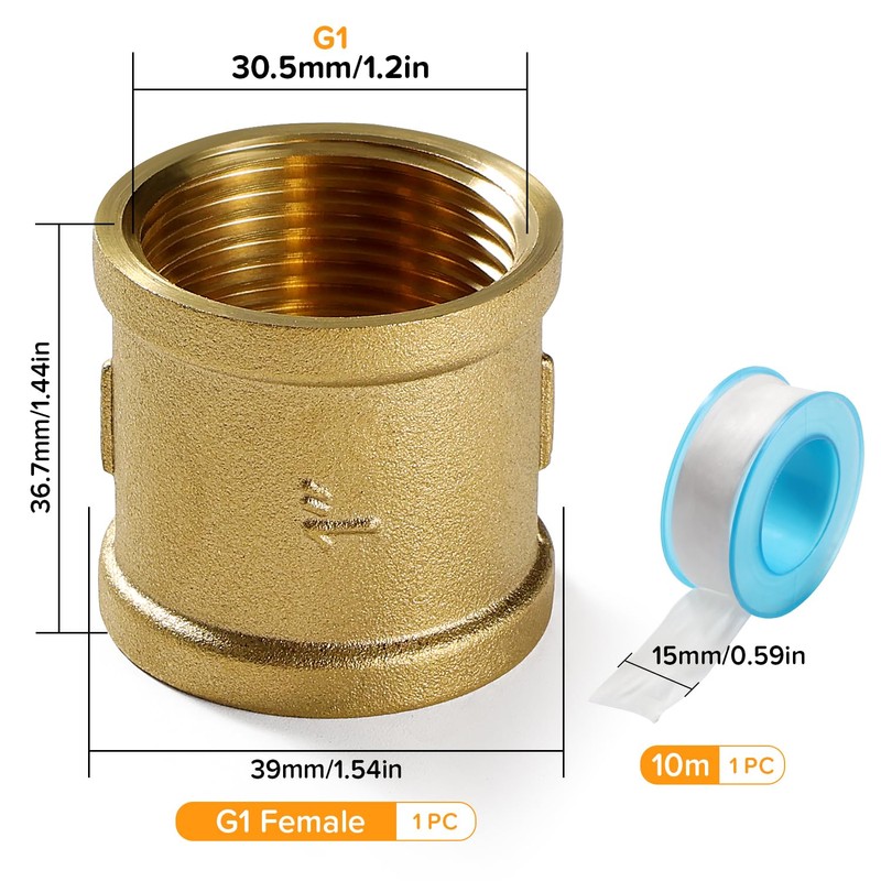 Lyeteung G1 Brass Sleeve, Female Thread Connector, Double Sleeve Connection