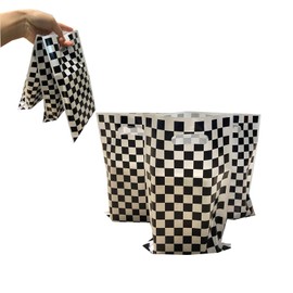 LYK 50 Pieces Black and WhiteTreat Bags Race Car Themed Candy Bags Car Goodie Bags for Kids Birthday Party Supplies