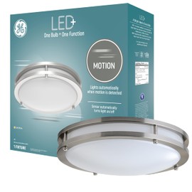 GE LED+ Motion Sensor Fixture, 20W, Flush Mount Ceiling Light with Motion Sensor, Security Light, Soft White (1 Pack)