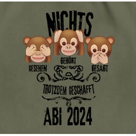 Shirtracer - Gym Bag Backpack - Abitur & Graduation - 3 Monkeys Emoticon ABI 2024, 04 Olive Green