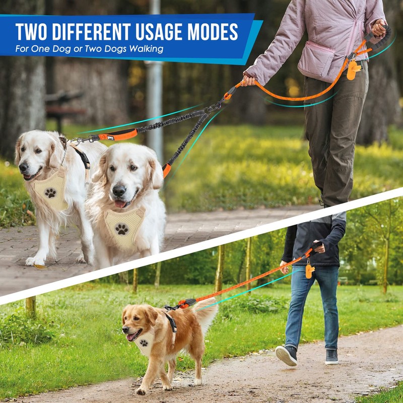 Lukovee Double Dog Leash, No Tangle 360° Swivel Heavy Duty