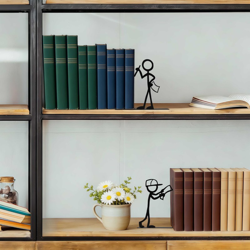Black Metal Reading Stickman Bookends
