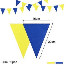 20m 52pcs Navy Blue Yellow Bunting,ADQUATOR Polyester Waterproof Bunting Banner,Reusable Fabric Bunting for Home Outdoor Garden Birthday Party Father's Day Decoration