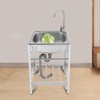 Single Basin Sink, 29.5Inch Height Kitchen Sink with Stand &