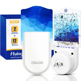 Flying Insect Trap, Plug-in Fruit Fly Traps for Indoors, (2 Devices + 12 Refills) Fly Traps Indoor, Fly Bug Zappers, Fly Catch Mosquitos, Flies, Fruit Flies, Moths, Gnats for Home Safe