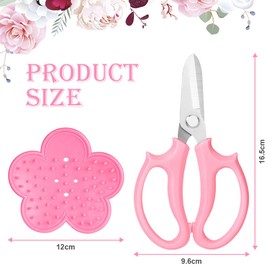 OFFCUP Garden Secateurs, Florist Scissors, Bypass Pruning Shears Professional Secateurs Pruning Scissors Snips, Hand Pruner Snip Trimming Tool with Thorn Remover Tool for Gardening Flower (Pink)