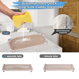 NiCoLa Sink Organiser Tray Kitchen Bathroom Instantly Dry Sink Tray, Beige Sink Caddy Organizer for Kitchen Bathroom Sink Countertop (Beige, Pattern1)