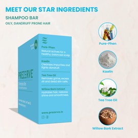 Prezerve Anti Dandruff Shampoo Bar & Bamboo Soap Dish Combo | Suplhate & Paraben Free | Tea Tree Oil | For Itchy Oily Scalp | Soap Free | Unisex 1 count (Pack of 2)