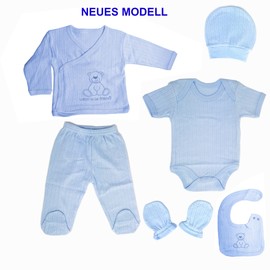 Blue Eyes Newborn Baby Hospital Boys Natural Cotton Jacquard First Equipment Summer Autumn Gift Set Equipment Gift Set Clothing Set with 6 Pieces for Babies 0-4 Months (Blue), blue