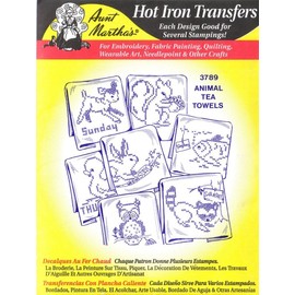 Animal Tea Towels Aunt Martha's Hot Iron Embroidery Transfer