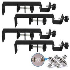 LAZTZQ Outside Integrated Blind Curtain Rod Bracket Accessories, 1.3 - 2.3 inches Wide Track, Tool - Free & Drill - Free, with Installation Guide and Curtain Magnet Buckle (Black, 4pcs)