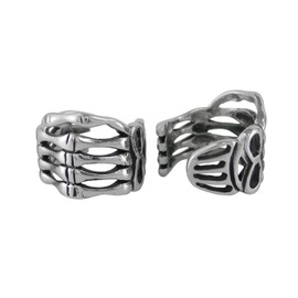 Sterling Silver Skeleton Hand Ear Cuff Earring, One Piece