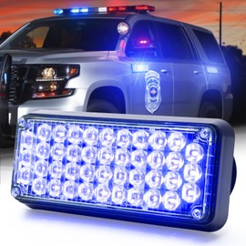 BooYu 1-Pcs Battery Operated LED Emergency Strobe Lights Bar w/Magnetic Base Rechargeable Portable Roadside Roof Top Mini Plow Flash Beacon Warning Light for Truck/Trailer/Vehicle (Blue)