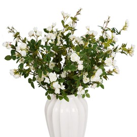 Melorca&Guilla Artificial Flowers Fake Flowers,6PCS 29" Artificial Rose for Vase, Long Stems White Artificial Flowers Faux Flower Arrangements for Shop Garden Office Home Décor(6, White Rose)