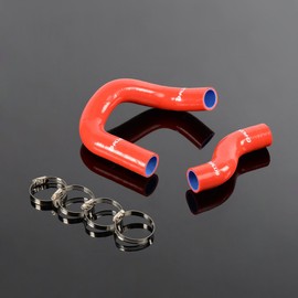 PIT66 Silicone Radiator Hose Kit,Compatible with 1968-1973 Nissan Datsun 510 KA24-DE Red with Clamps