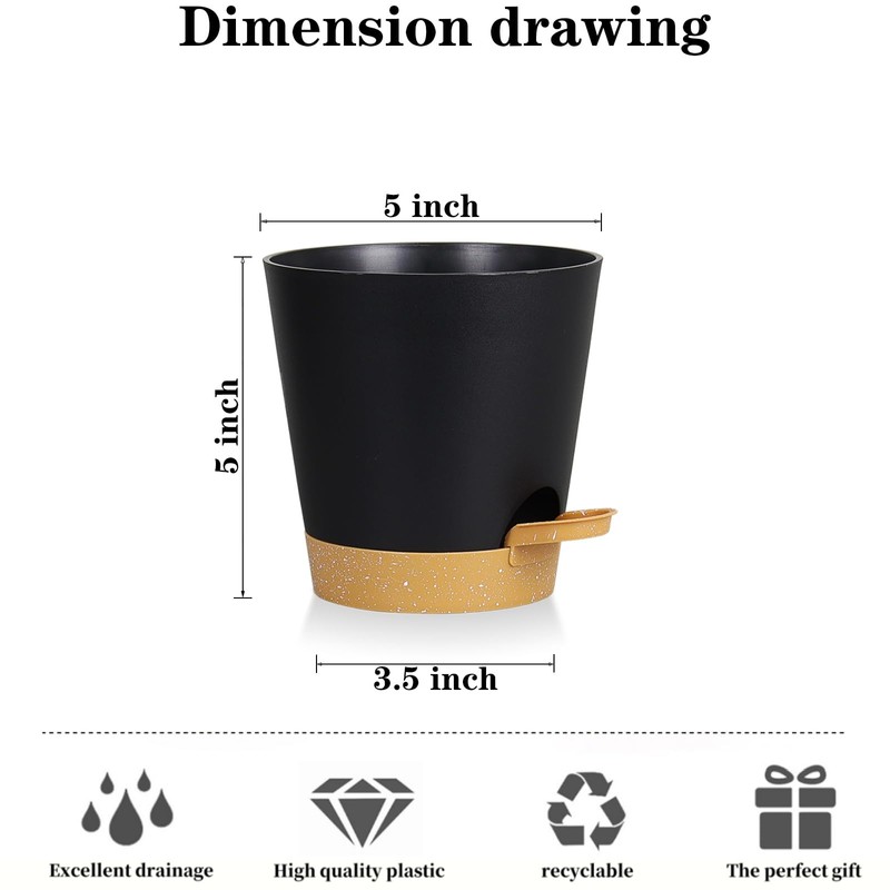 zople 5 Pack 5 inch Self-Watering Pots, African Violets Planter