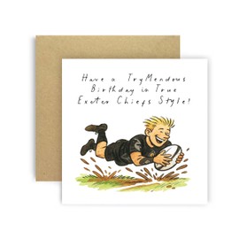 Huxters Rugby Birthday card for Her Women Children Kids - Chiefs Fan - Trymendous Birthdays Son Grandson Brother Nephew Sister Niece Auntie Mum Dad (Exeter)