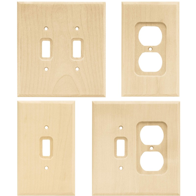 Franklin Brass Wood Square (6-Pack) Outlet Covers Unfinished Wood 1-Gang
