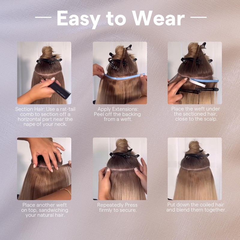 Tape in Weft Hair Extensions, Darkest Brown 18 Inch