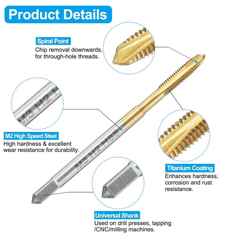 sourcing map Tap and Drill Bit Set, 4pcs M3 x