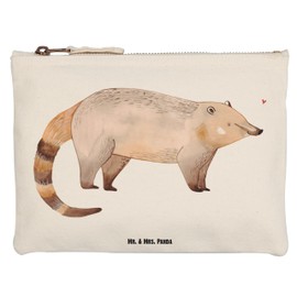 Mr. & Mrs. Panda Nose Bear Makeup Bag, White, Hand drawn