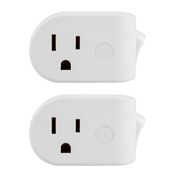 GE UltraPro Grounded Power Switch, 2 Pack, Outlet Extender, 3