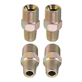 DTGN 3/8 BSP x 1/4 PT Male Reducing Pipe Fitting - 4Pack - Good for Pipe Connection - Carbon Steel Hex Nipple Connectors - Copper