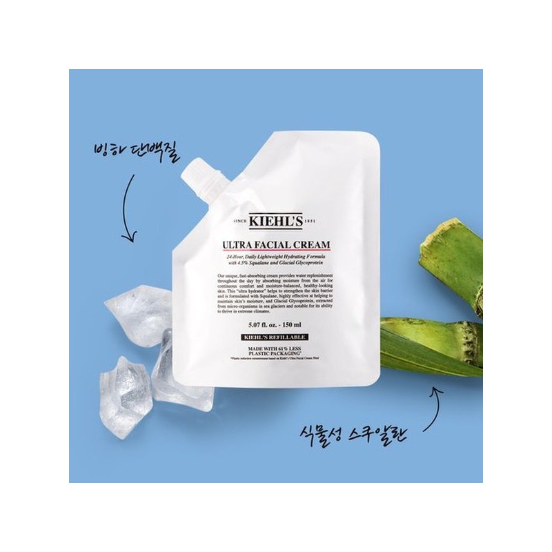 Kiehl's 울트라 훼이셜 크림 150ml 리필 파우치 더블 세트 Ultra