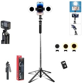 BSOON Tripie para Celular Luz Relleno180cm,Palo Selfie Stick
