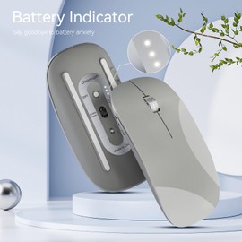 Uiosmuph G11 Kabellose Maus, 2,4 GHz Funkmaus mit USB-Nano-Empfänger und Type-c-Empfänger, Leise Wireless Mouse USB C Wiederaufladbar für Laptop, PC, Mac, Gray